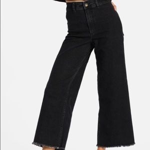 Free-Fall Wide Leg Billabong Pants, Black, Size 26